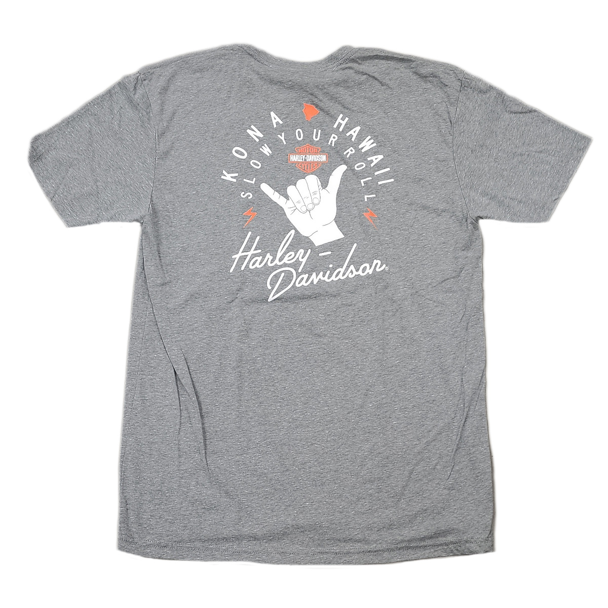 Harley-Davidson Men Slow Your Roll Kona T-Shirt. Men S/S Premium Crew Tee. Made from 60% cotton 40% polyester. 32 singles ringspun combed cotton for a softer comfortable fit. 