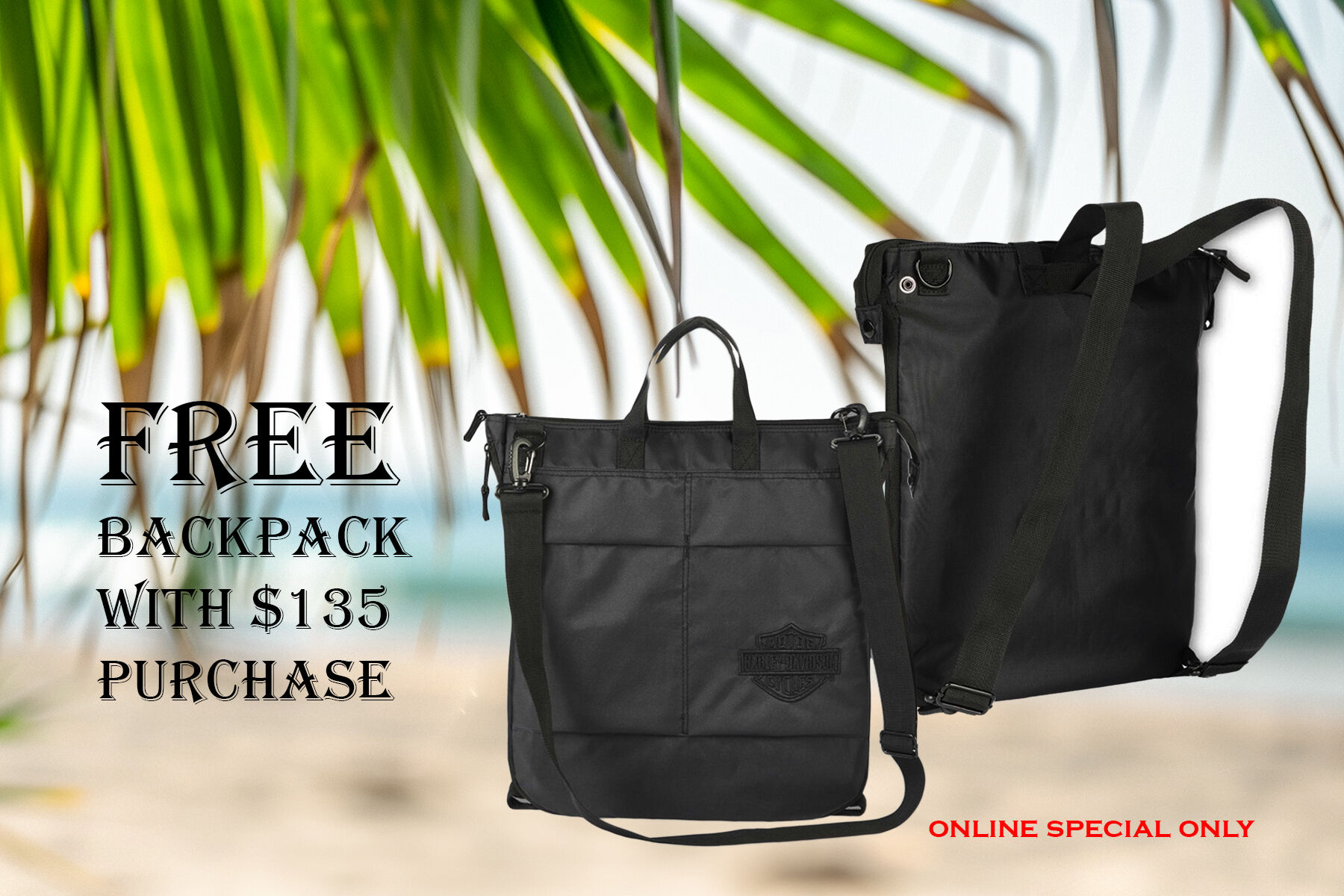 Summer Sale - Free Bag with $135 purchase - Limited Time Offer - Online only - Get this Free bag with $135 purchase!