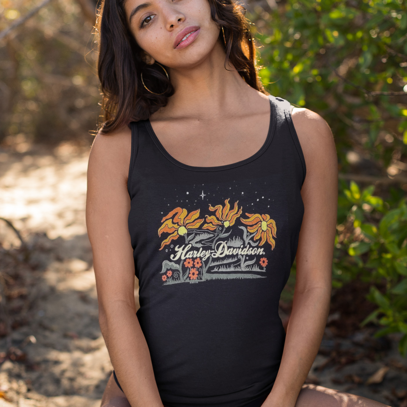 Harley-Davidson Women's Floral Road Tank. 95% cotton 5% spandex tank top. 