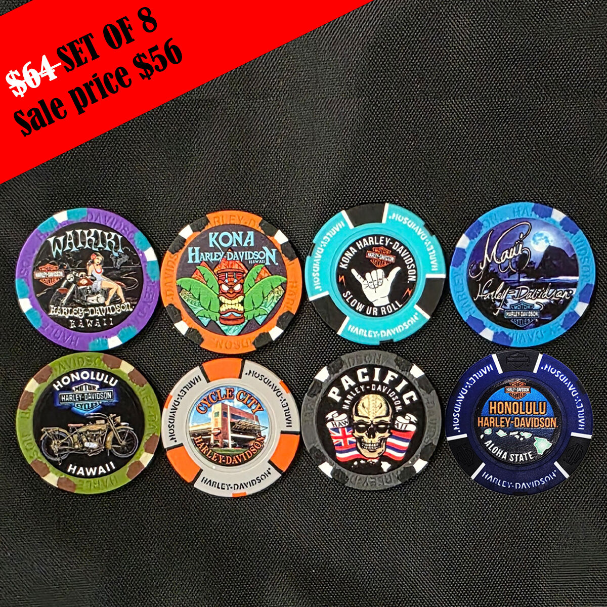 Harley-Davidson Full Color Hawaii Exclusive Poker Chips Set