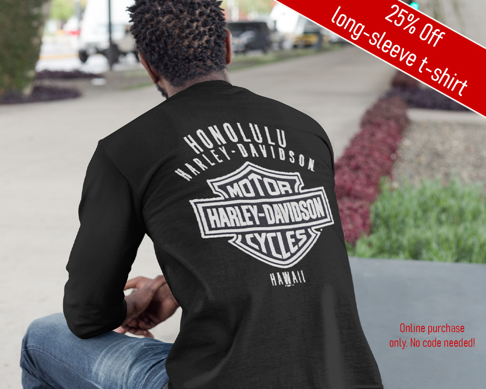 Harley-Davidson Men Flag Fly Long Sleeve T-Shirt. 100% cotton traditional shirt. 