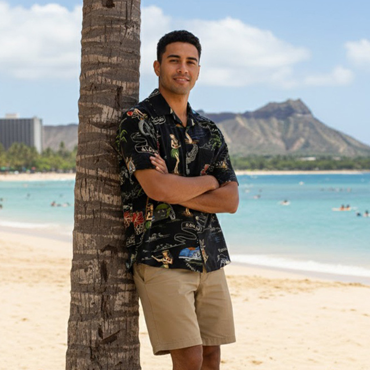 Harley-Davidson Men Hula Black Aloha Shirt