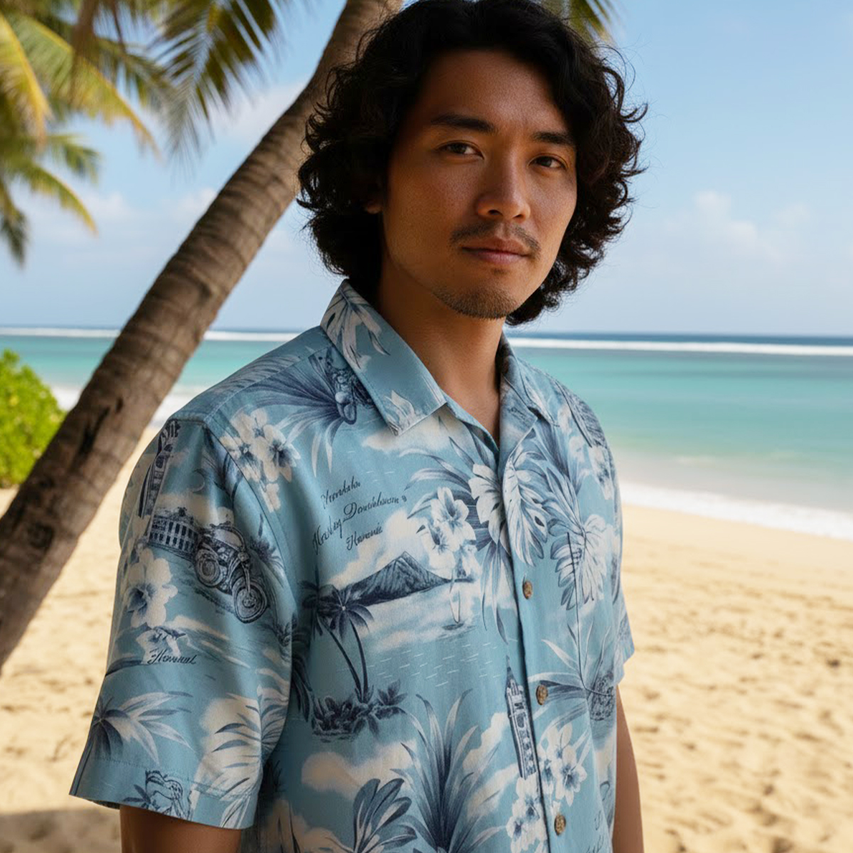 Harley-Davidson Coastal II Aloha Shirt Blue