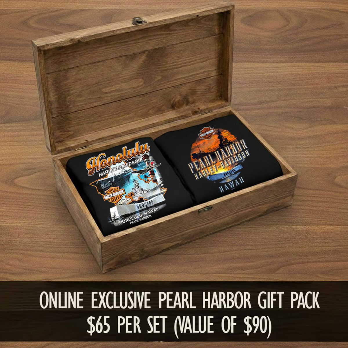 Harley-Davidson Men Pearl Harbor Double-Tee Bundle (Gift Pack)