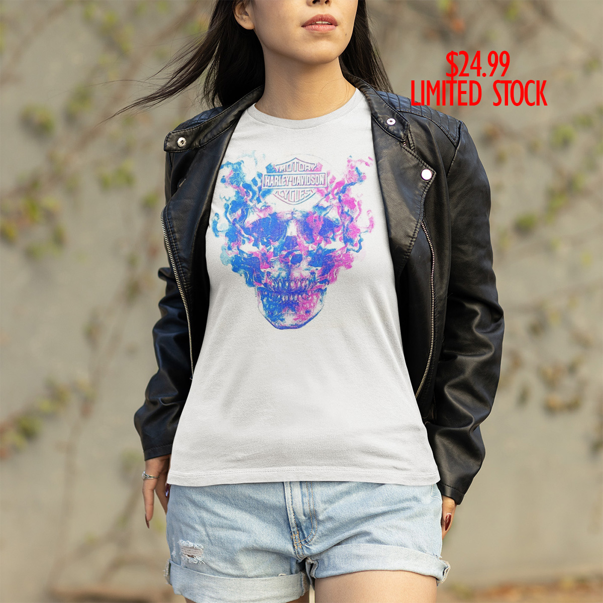 Harley-Davidson Women Smoken N Flame Skull Tee