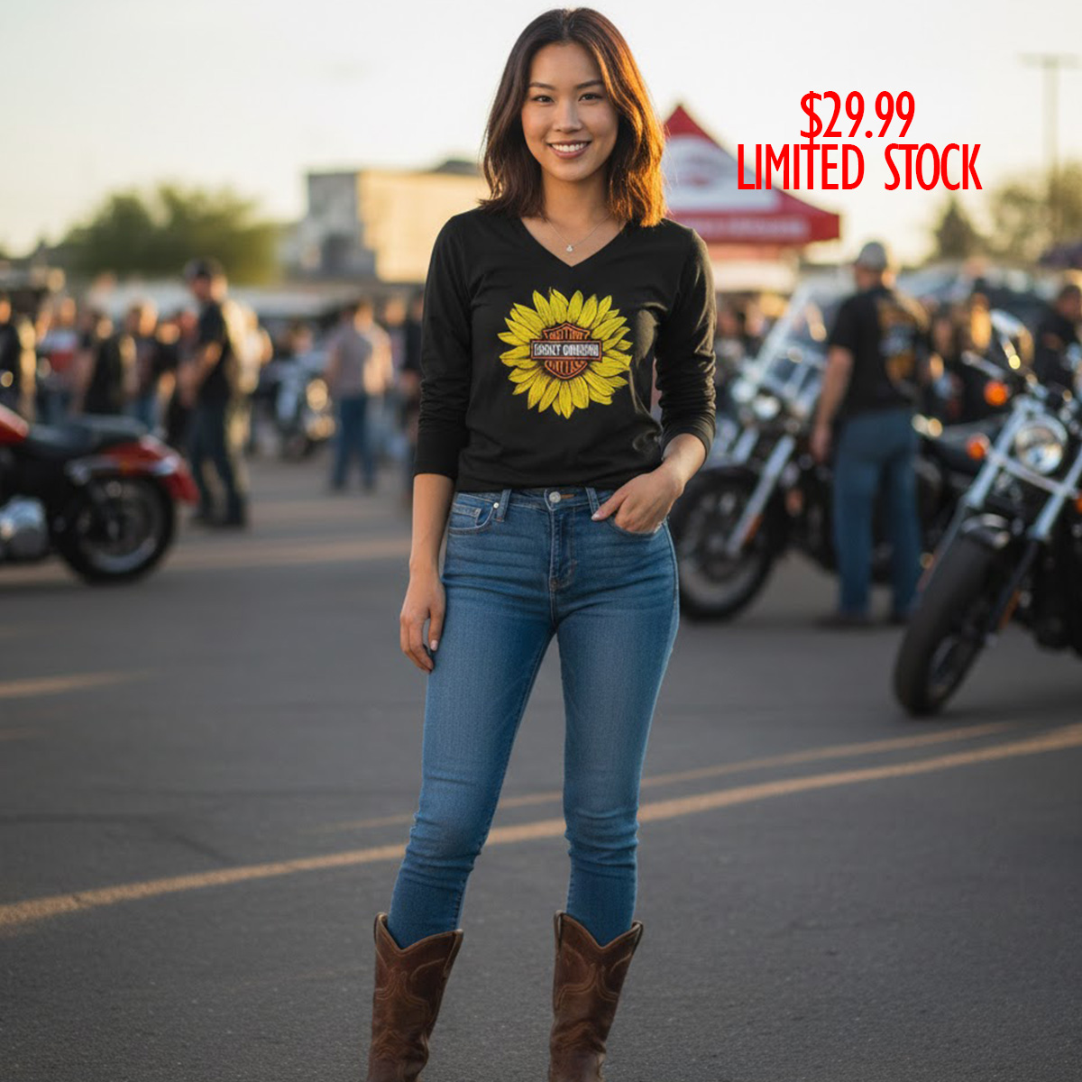 Harley-Davidson Women Sunflower Long sleeve Shirt