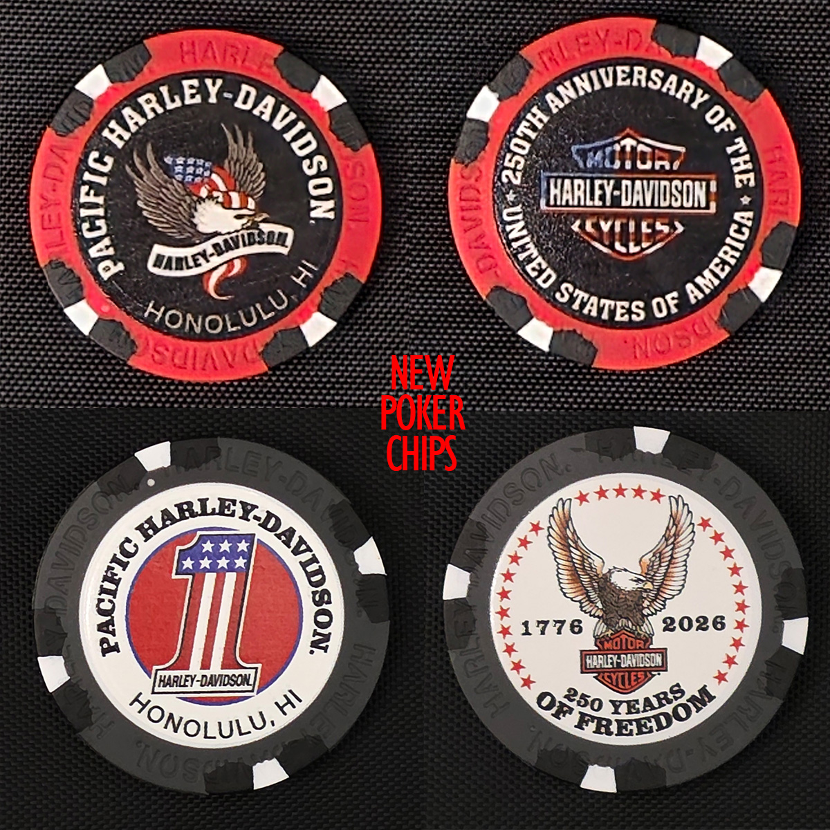 NEW PACIFIC HARLEY-DAVIDSON POKER CHIPS