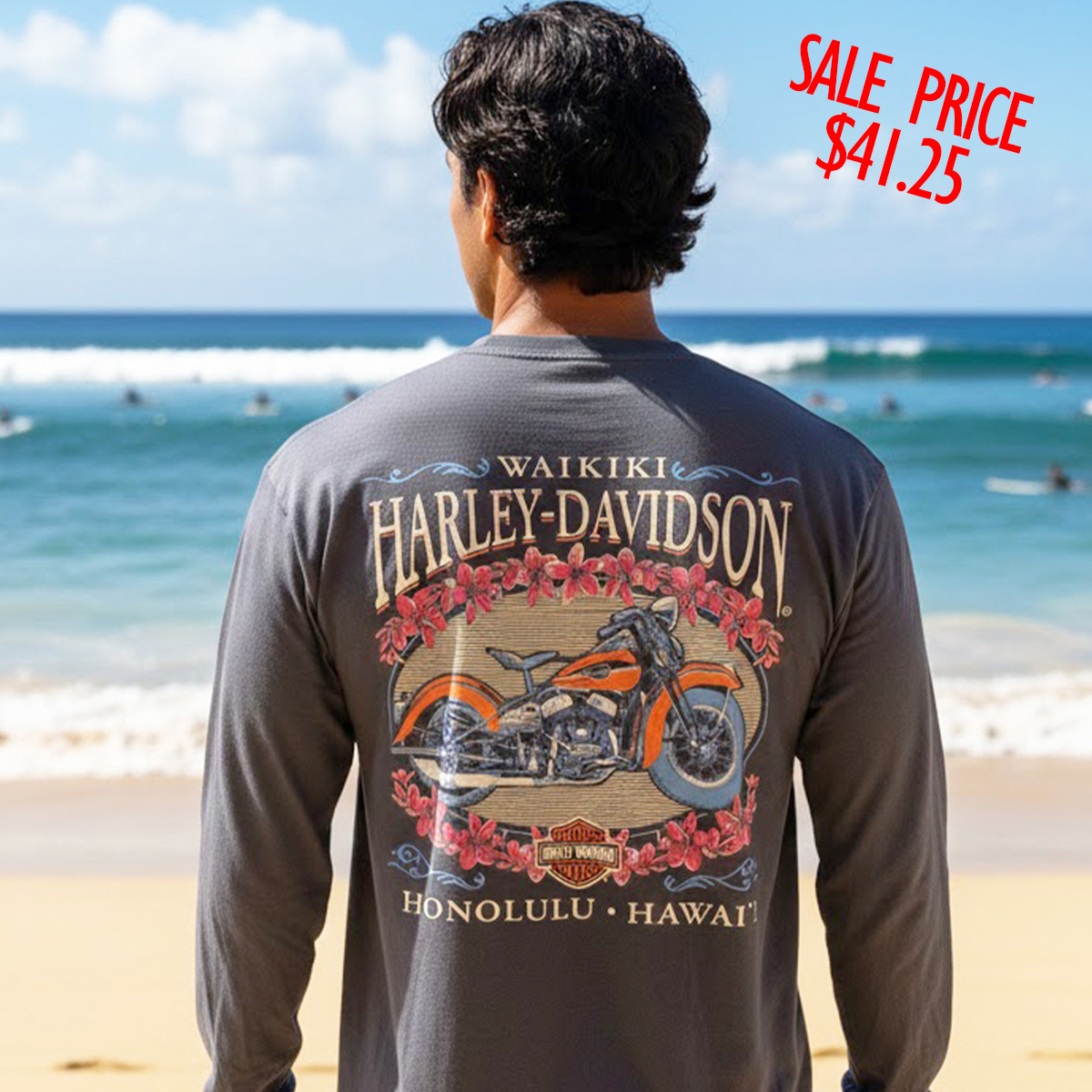 Harley-Davidson Men Plumeria Long-Sleeve T-Shirt