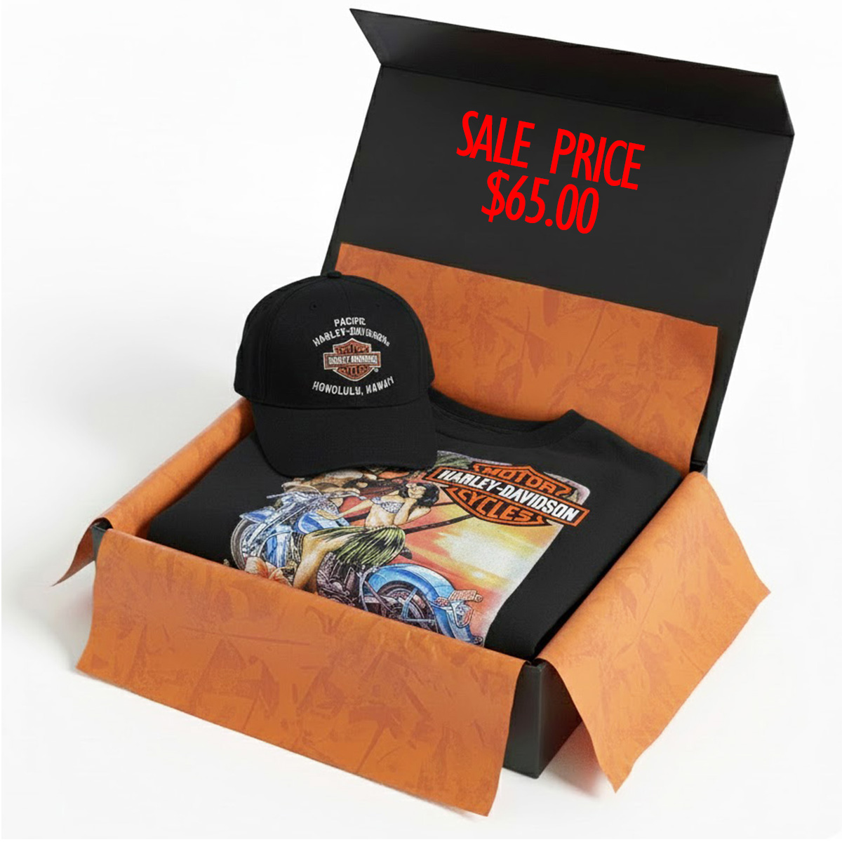 Harley-Davidson Men Hawaii Hula Girl T-Shirt & Cap Set