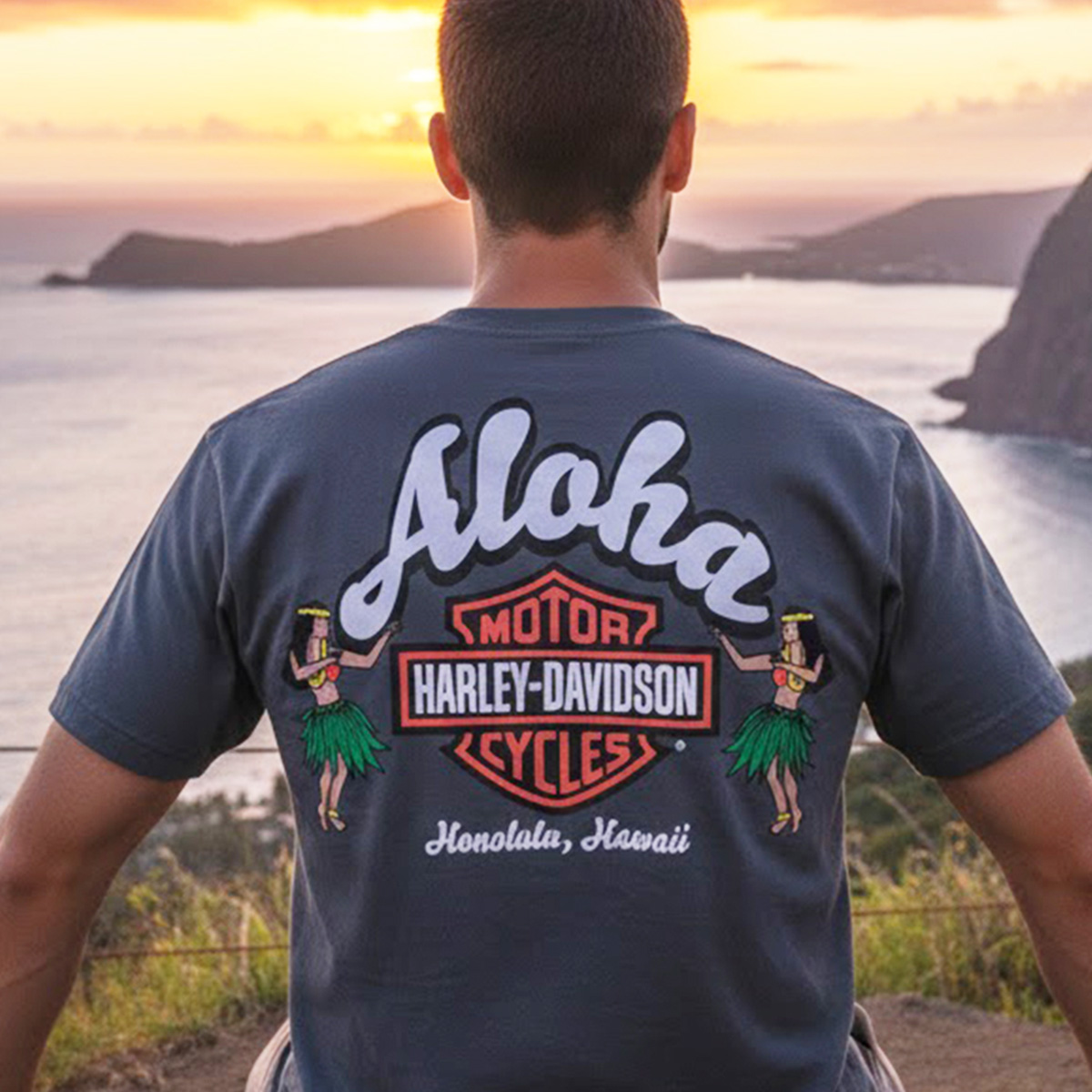 Harley-Davidson Men Aloha Hula T-Shirt – Charcoal | Aloha Honolulu H-D