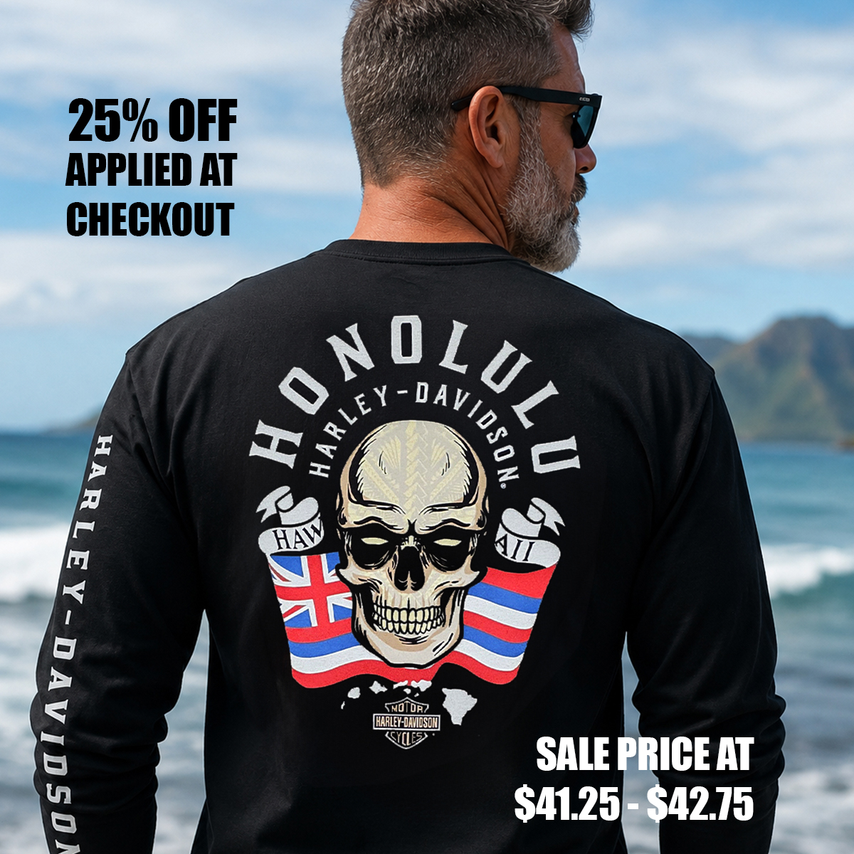 Harley-Davidson Men Torches 2.0 with Hawaiian State Flag Long Sleeve T-Shirt