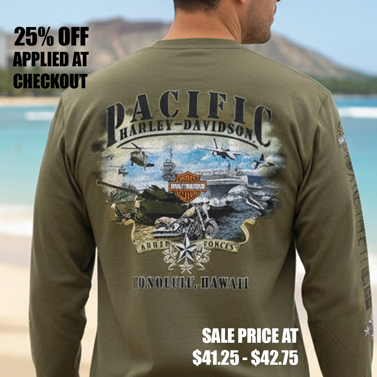 Harley-Davidson Men Pacific Armed Forces Long Sleeve T-Shirt