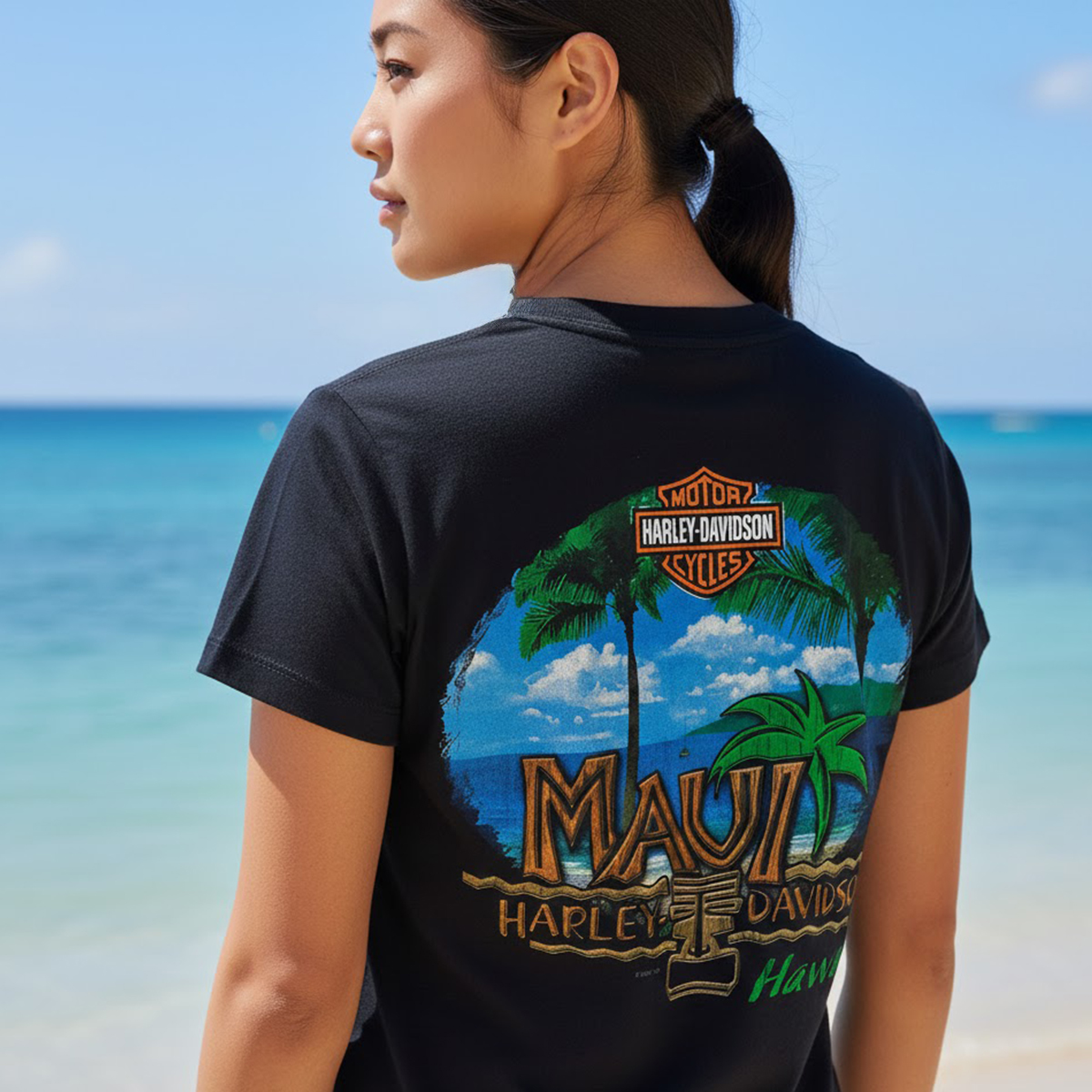 Harley-Davidson Women Maui Tiki Ocean V-neck Tee