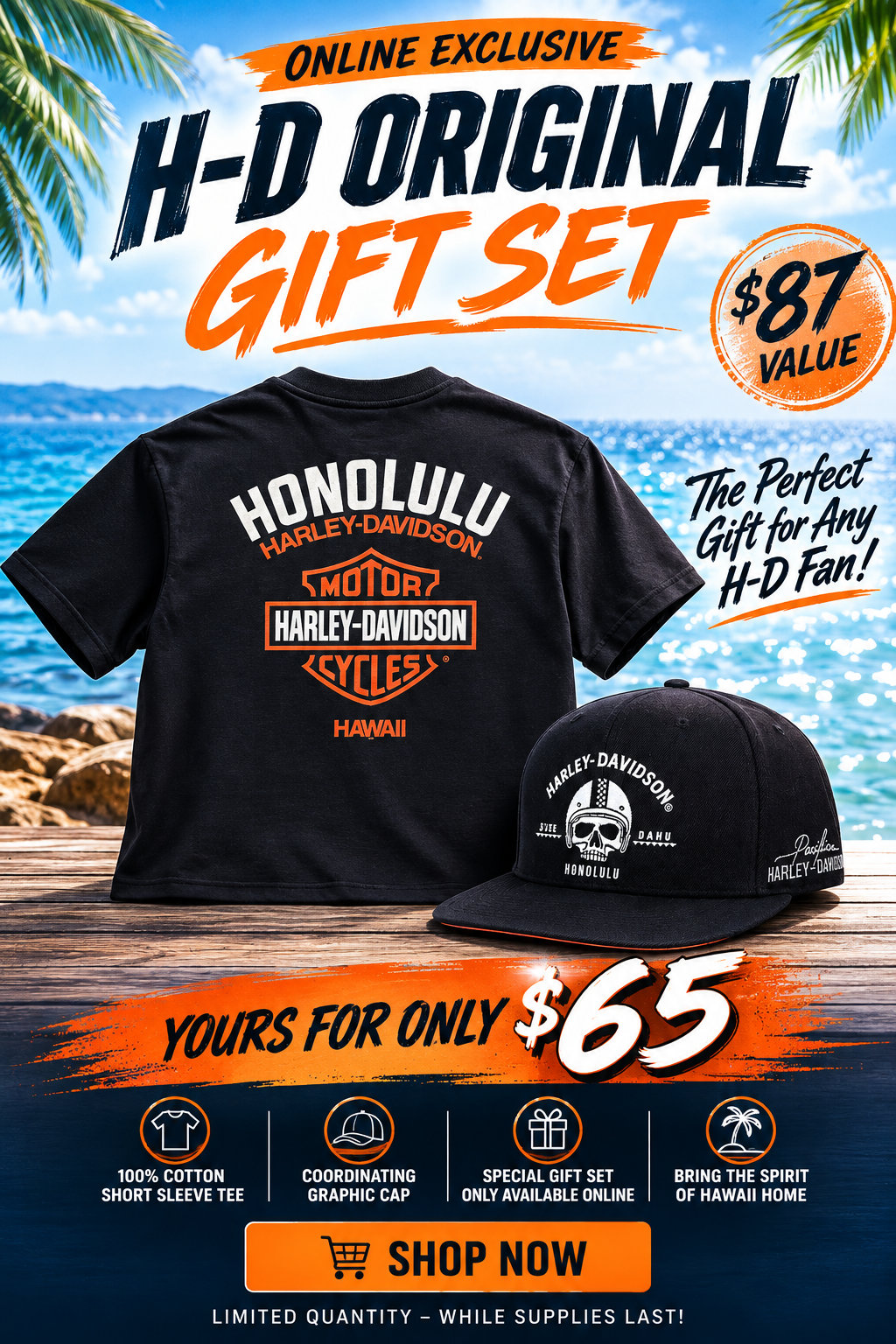 Harley-Davidson Men's H-D Original T-Shirt & Cap Set
